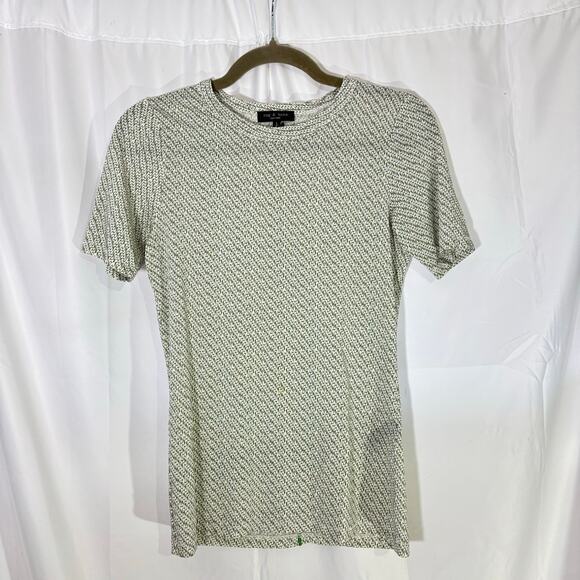 Rag & Bone Women’s Sabeen Jersey Top White Green Ribbon Print Small - Picture 3 of 5
